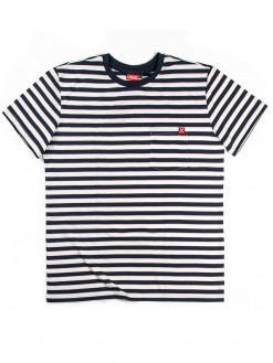 Navy/Pink Stripes, men's pocket t-shirt