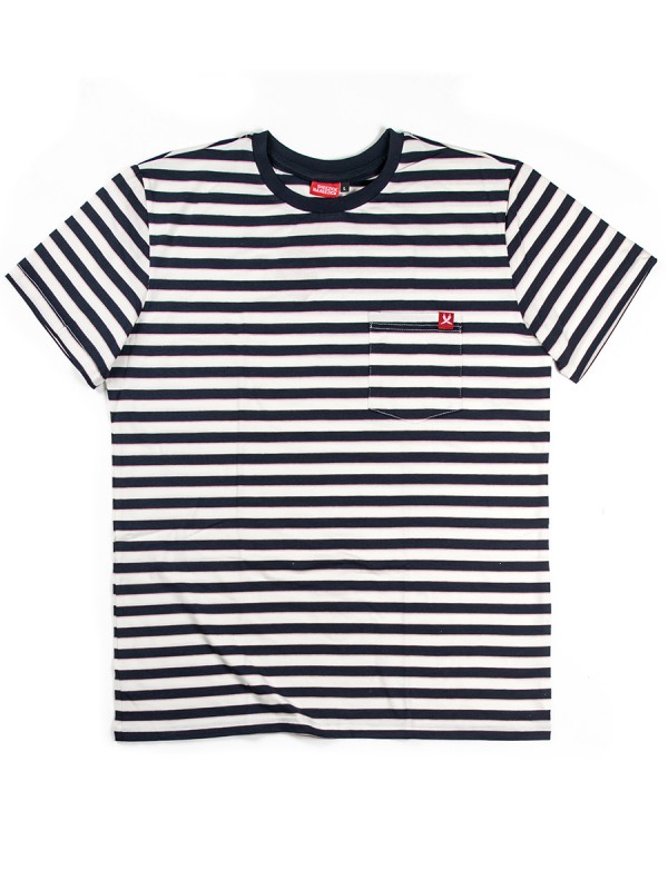 Navy/Pink Stripes, men's pocket t-shirt