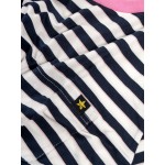 Navy/Pink Stripes, women's pocket t-shirt