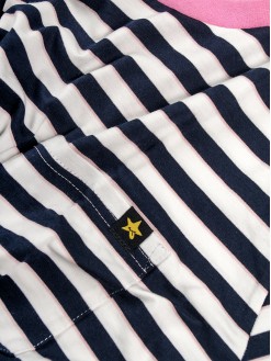 Navy/Pink Stripes, women's pocket t-shirt