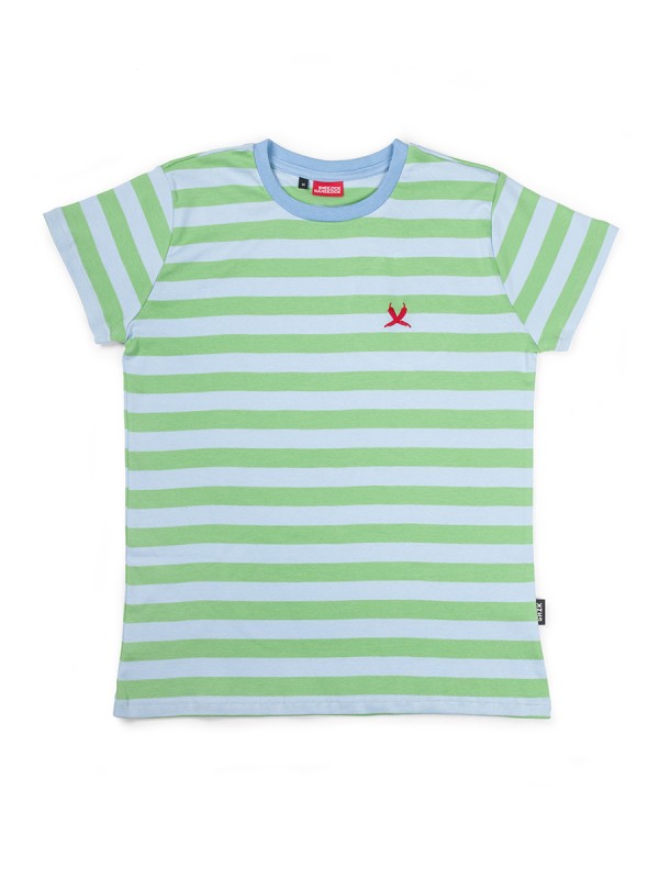 Green/Baby-blue Stripes, women's t-shirt