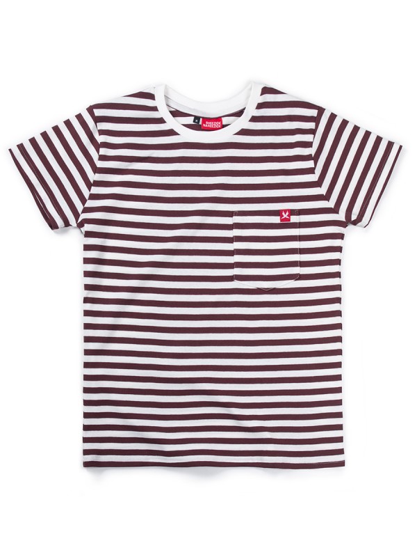 Brown/White Stripes, women's pocket t-shirt