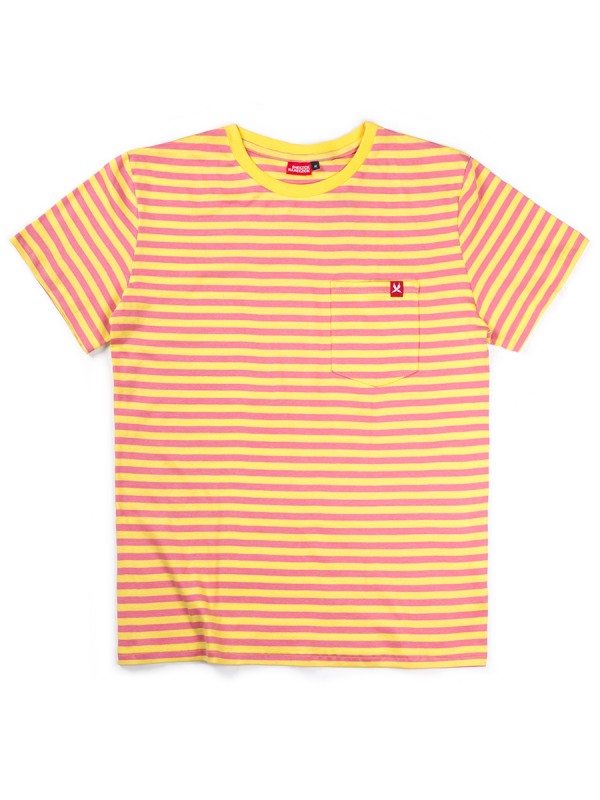 Yellow/Pink Stripes, pocket t-shirt