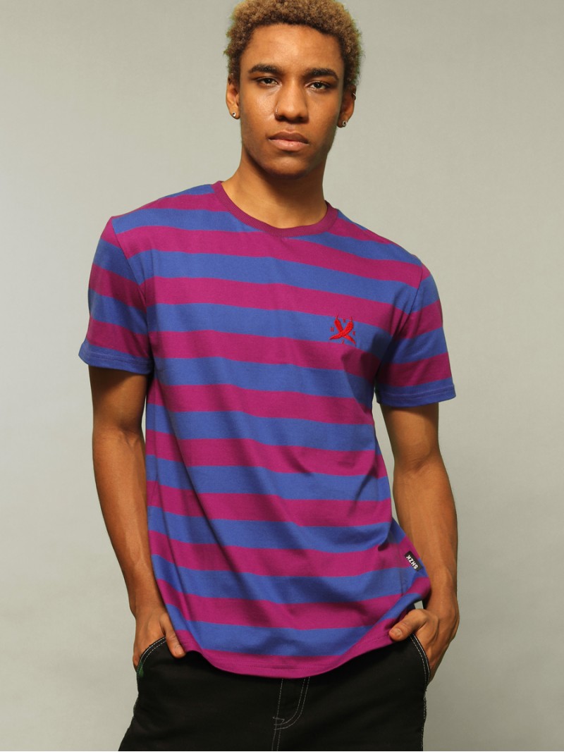 Magenta/Blue Stripes, men's t-shirt