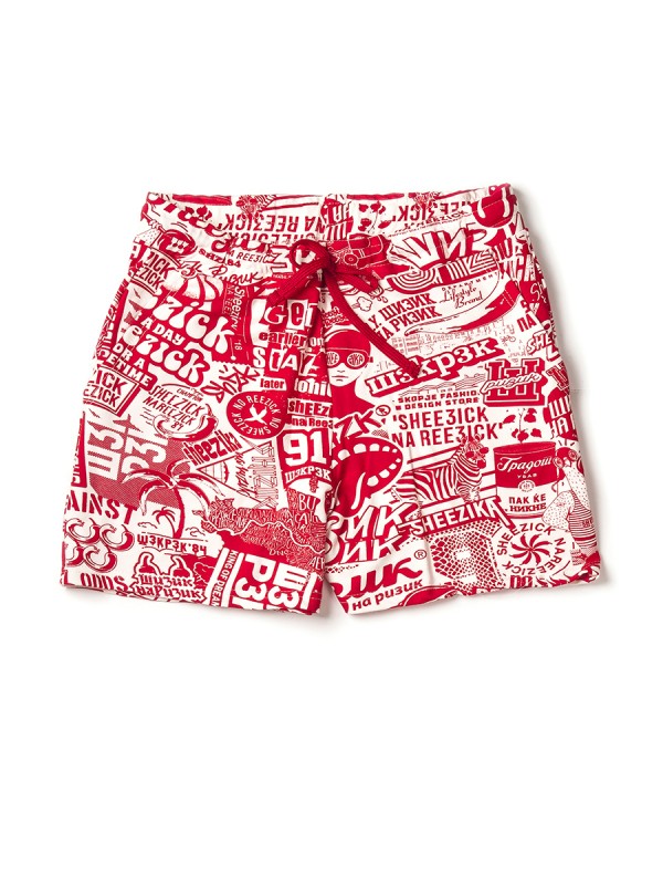 Red pattern, women's shorts